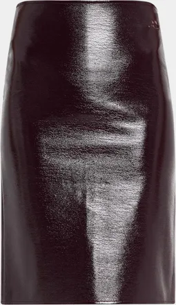 Courr&egrave;ges Shiny Vinyl Knee-Length Skirt