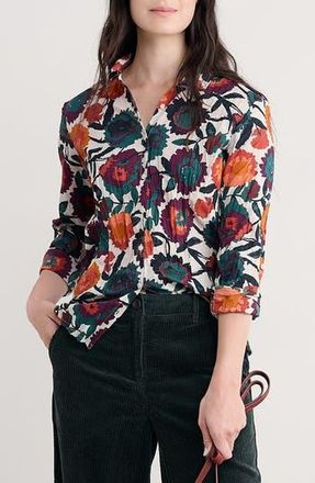Seasalt Cornwall Larissa Printed Organic Cotton Button-Up Shirt in Figurative Floral Aran at Nordstrom Rack, Size 4 Us / 8 Uk