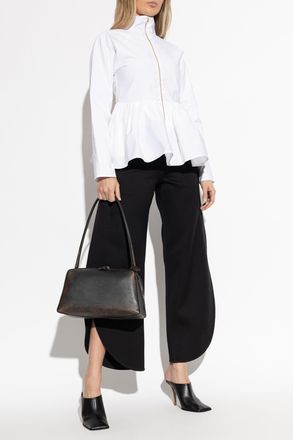 Alaia Cotton Jacket With Peplum, Womens, White