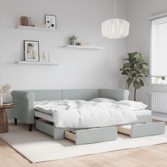 vidaXL Vidaxl - Sof&aacute; Cama Nido Con Cajones Terciopelo Gris Claro 90x190 Cm