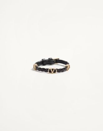 Valentino Garavani Bracciale Intrecciato VLogo Signature In Vitello Donna NERO UNI