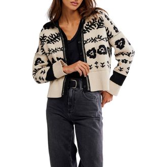 Free People Shelby Floral Jacquard Cardigan in Neutral Combo at Nordstrom Rack, Size X-Large