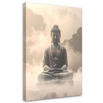 Feeby Cuadro En Lienzo, Buda En La Niebla Spa Zen Oriental, 70x100