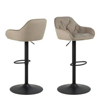Netfurniture Camden Swivel Bar Stool in Beige Velvet Set of 2