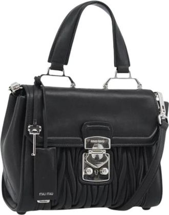 Miu Miu Pre-owned Leren Handtas - Dames - Vintage Handtas - Zwart - ONE Size - Leer - Vintage