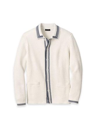 Paul Fredrick Cotton Button Front Polo in Ivory at Nordstrom, Size Xx-Large