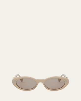 Fendi Diamond Beige Acetate Oval Sunglasses