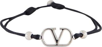 Valentino Garavani VLogo Cord Bracelet - Heren - Armbanden - Zwart - ONE Size - Polyester - Accessoires