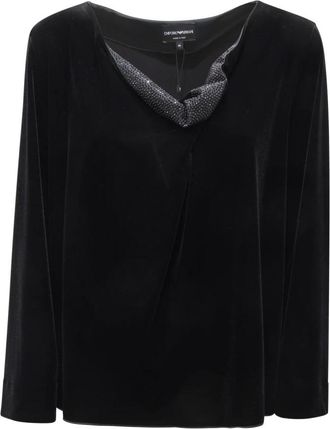 Armani Fluweel Shirt Made in Italy - Dames - Blouses - Zwart - L - Overhemden