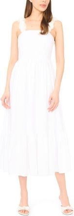 CeCe by Cynthia Steffe Floral Strap Midi Dress in Ultra White at Nordstrom, Size Xx-Large