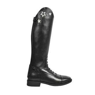 Brogini Como Piccino Star Leather Long Riding Boots in Black | Size: 3.5-Wide Fit