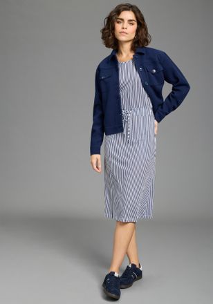 Laura Scott Sommerkleid LAURA SCOTT, Damen, Gr. 34, N-Gr, navy, gestreift, Single Jersey, Obermaterial: 50% Baumwolle, 50% Modal, gestreift, 7/8-L&auml;nge, Kleider So