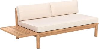 Rendez-Vous D&eacute;co Sof&aacute; de jard&iacute;n de teca maciza y coj&iacute;n blanco para 2 plazas