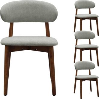 Laurel Green Flannelette Upholstered Dining Chair with Walnut Solid Wood Legs, Armless Chair Set of 4 for Kitchen, Restaurant, Living, Meeting Room