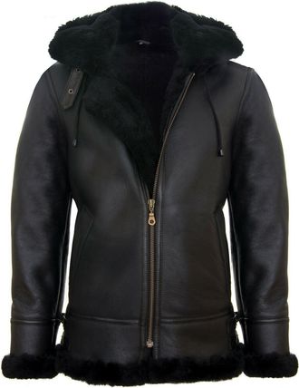 Infinity Leather Mens Hooded Sheepskin Leather B3 Flying Jacket-Columbus