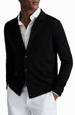 Reiss Forbes Wool Cardigan in Black at Nordstrom, Size X-Large