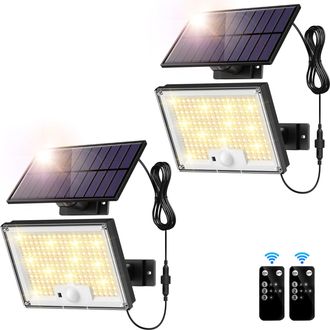 OEM Juego De 2 Luces Solares Con Detector De Movimiento Para Uso Exterior, 172 Led, Dise&ntilde;o Dividido, Resistente Al Agua Ip65, Control Remoto, Alcance De D