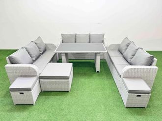 Fimous Patio Garden Furniture Sets with 3 Stool Light Grey