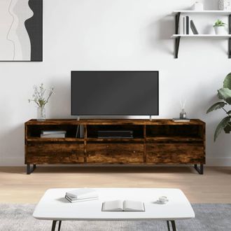 vidaXL Vidaxl - Mueble De Tv Madera Contrachapada Roble Ahumado 150x30x44,5 Cm