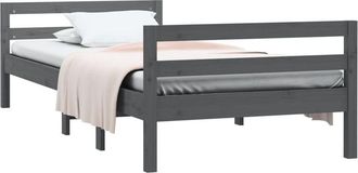 vidaXL Estructura de cama madera maciza de pino gris 90x200 cm Vidaxl