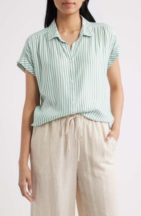 Beach Lunch Lounge Darby Short Sleeve Button-Up Shirt in Green Sage at Nordstrom, Size X-Large
