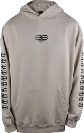 Balenciaga Cotton Hooded Sweatshirt - Heren - Hoodies - Beige - XL - Katoen - Hoodies & sweatvesten