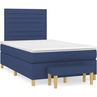 vidaXL Cama Box Spring Con Colch&oacute;n Tela Azul 120x190 Cm Vidaxl