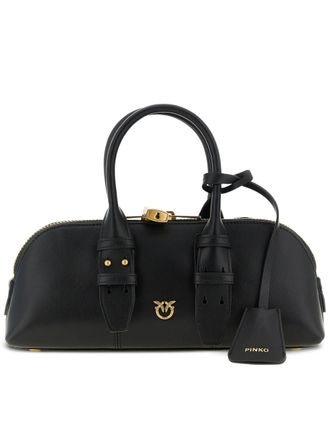 Pinko Black Bowling Bag Horizontal Leather Handbag