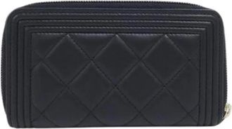Chanel Pre-owned Boy Lamslederen Portemonnee - Dames - Vintage Accessoires - Zwart - ONE Size - Leer - Vintage
