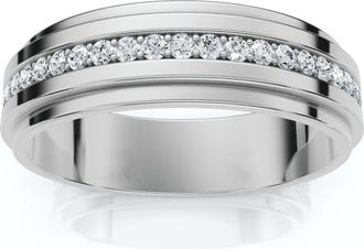 Pompeii3 Mens Diamond 3/8ct Eternity Ring Wedding Band 14k White Gold 7mm Lab Grown