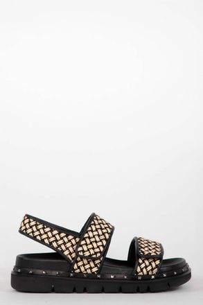 Homers Womens Bio Flat Sandal In Black & Natural