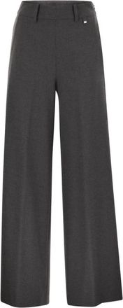 Herno Resort Broek In Melange Stof - Dames - Wijde Broeken - Grijs - L - Katoen - Broeken