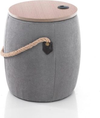 Oresteluchetta Puf con almacenaje de tejido gris &oslash;40xh45 cm