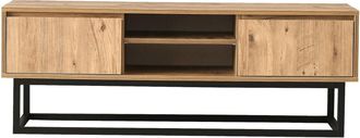 Dmora Mueble de televisi&oacute;n efecto madera negro, roble 180x40 cm