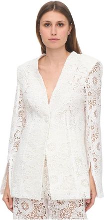 Sabina Mus&aacute;yev Lange Kanten Jas - Dames - Blazers - Wit - M - Polyester - Jassen