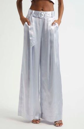 Cinq à Sept Shauna Hammered Satin Wide Leg Pants in Mercury at Nordstrom Rack, Size 2