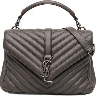 Saint Laurent Pre-owned Saint Laurent Medium Chevron Sheepskin Monogram College Satchel Ladies TCT428056A.0616