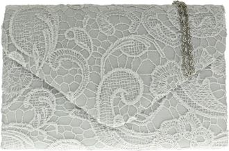 Girly HandBags Girly HandBags Satin Lace Clutch Bag Shoulder Chain Elegant Wedding Evening Womens Gift -- Silver(Size: W 22, H 12, D 5 cm (W 9, H 5, D 2 inches))