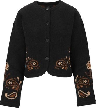 Alanui Intarsia Sjaalvest - Dames - Vesten - Zwart - M - Kasjmier - Truien & Vesten