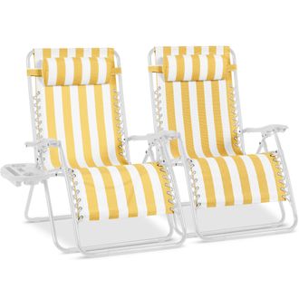 Best Choice Products Set of 2 Extra Wide Zero Gravity Lounge Chair Recliners w/ Cup Holder