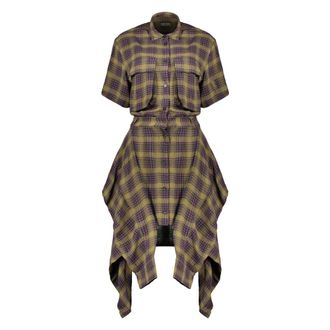 Diesel Shirt Dresses, female, Multicolor, Size: XS Asymmetrical Checkered Dress