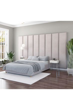 Aspire Home Accents Large Upholstered Headboard Wall Panel, UK Made in Silver