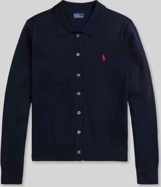 Polo Ralph Lauren Slim Fit Strickjacke aus Baumwoll-Mix in Blau, Gr&ouml;&szlig;e XXL
