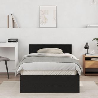 Berkfield Home Bed Frame with Headboard Black Oak 100 x 200 cm Engineered wood