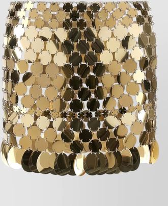 Paco Rabanne metallic disc chain detailed midi skirt