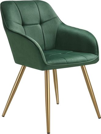 TecTake Silla de comedor, aterciopelada, 58 x 62 x 82 cm, verde oscuro/oro