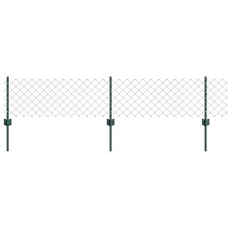 Berkfield Home Chain Link Fence with 10 U Posts Green 0.4x10 m Steel