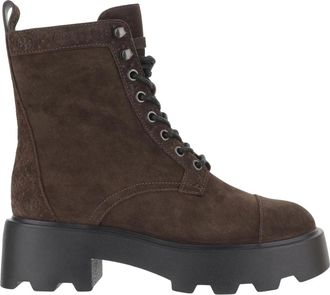 Tory Burch Su&egrave;de Veterschoenen Enkellaarsjes Bruin - Dames - Veterlaarzen - Bruin - 36 EU - Su&egrave;de - Schoenen