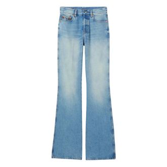 Gucci Flared Bleached Cotton Denim Trousers - female - Gucci - Flare Jeans - Blue - W27 - Jeans