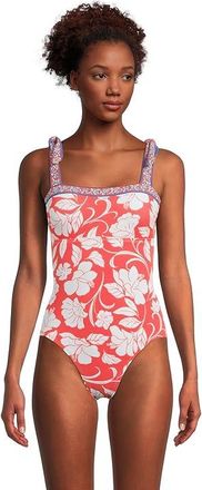 Tommy Bahama Island Cays Fiori Bandeau 1Pc Womens Swimsuits One Piece Citrus Coral : 14, Nylon/Spandex